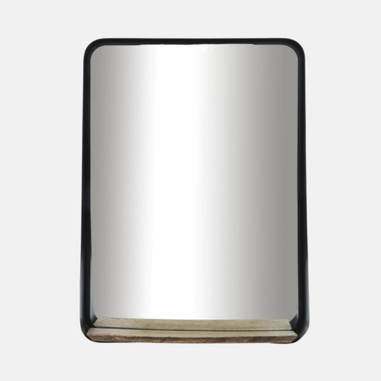 Kingston Living Rectangular Walll Mirror with Shelf - 30" - Black and Brown